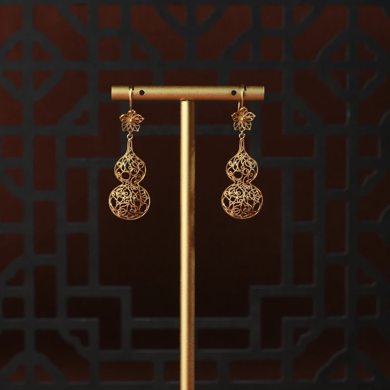 在忆 925银耳饰 葫芦国风花丝耳环