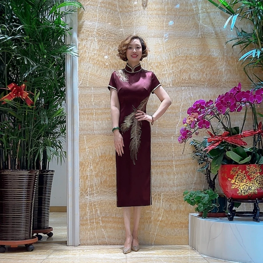 朱紫瑜17376喜婆婆喜妈妈婚礼旗袍复古气质修身显瘦优雅国风中款