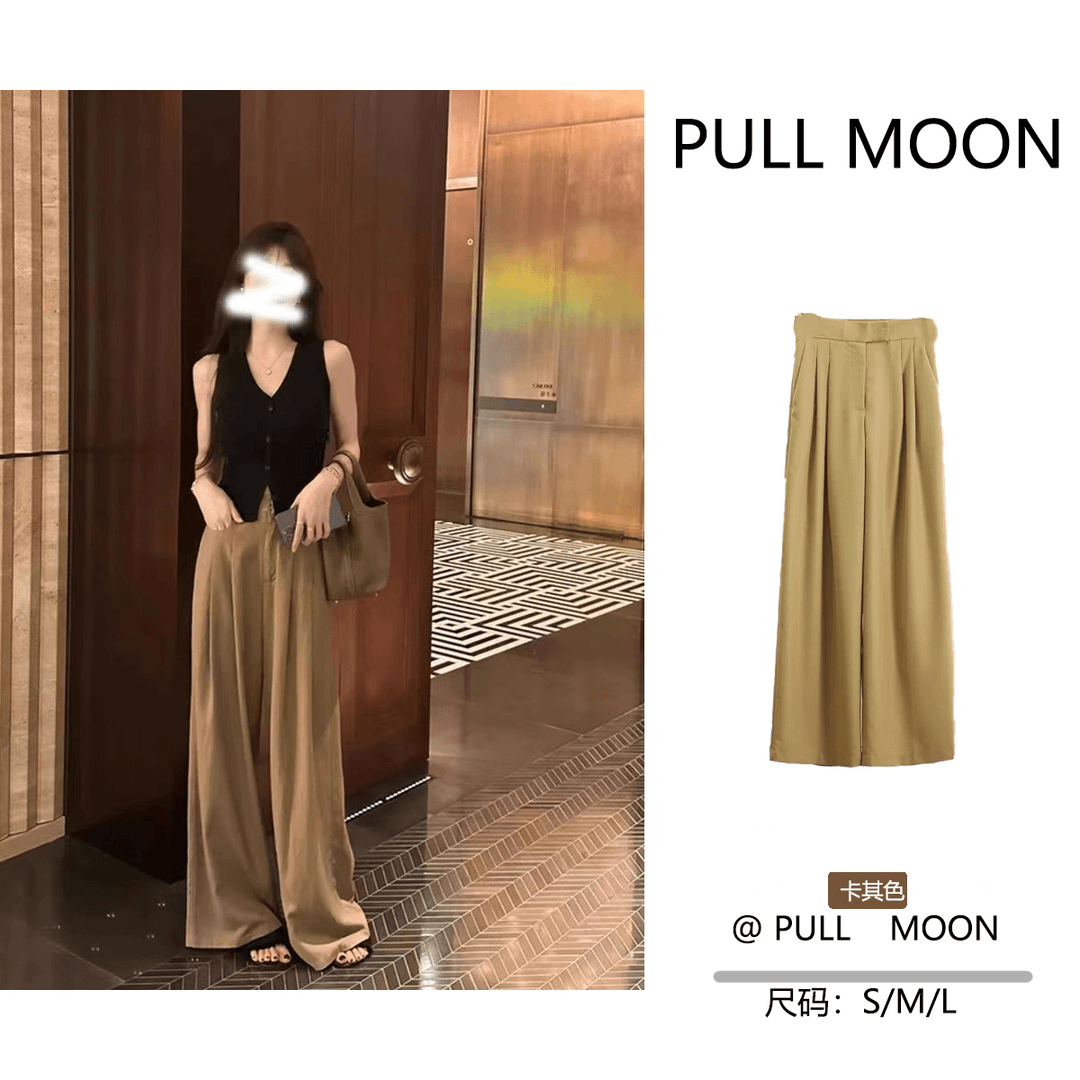 新款阔腿裤夏季薄款24新款设计感气质长裤宽松垂感休闲裤 88025-3