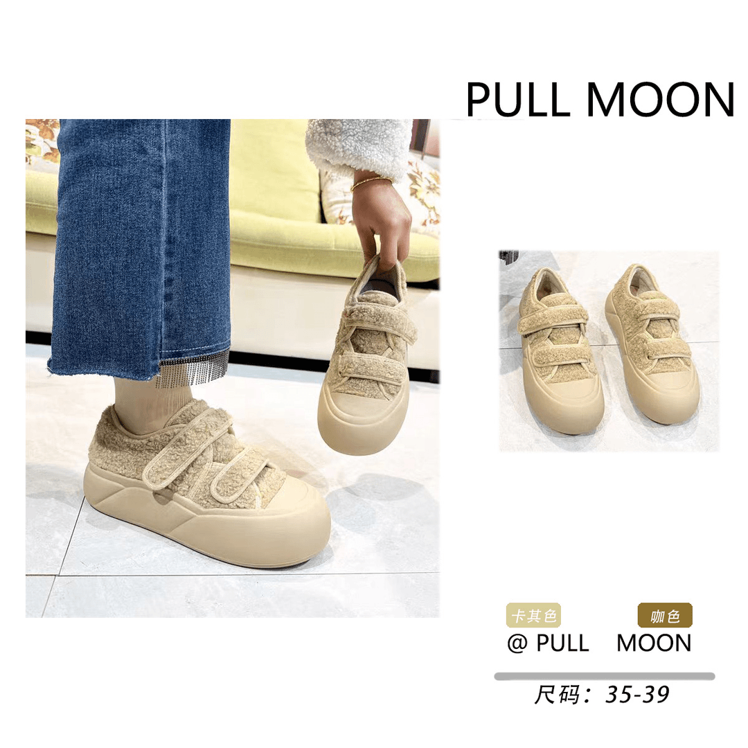 绒保暖毛毛鞋魔术贴大头面包鞋女鞋 09-1223