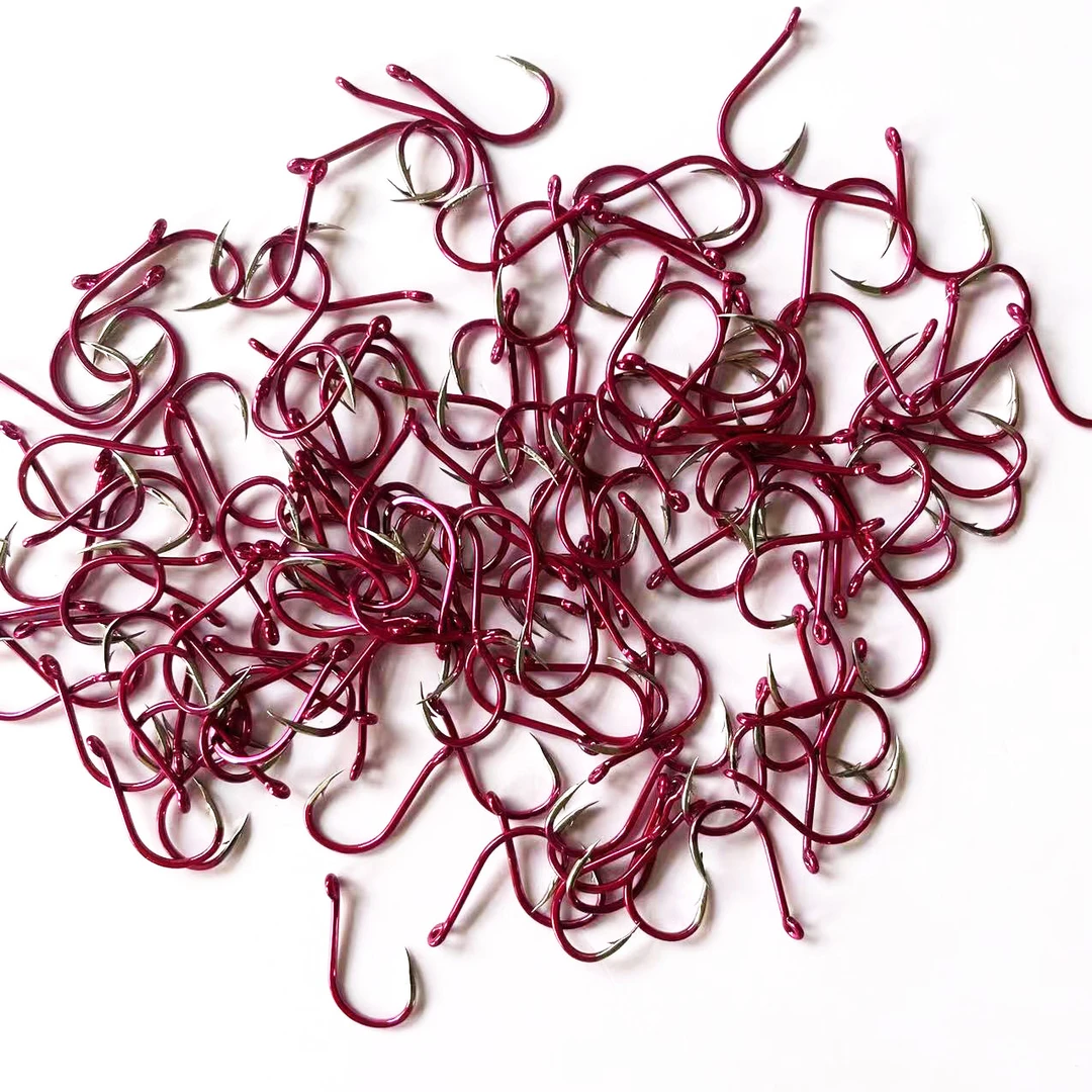 日本紫电管付千又钩有倒刺钩海钓矶钓千又鱼钩