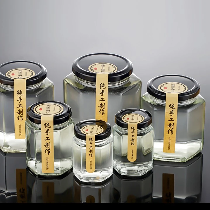 六棱玻璃瓶子密封罐食品级带盖柠檬秋梨膏辣椒果酱蜂蜜小号六角空