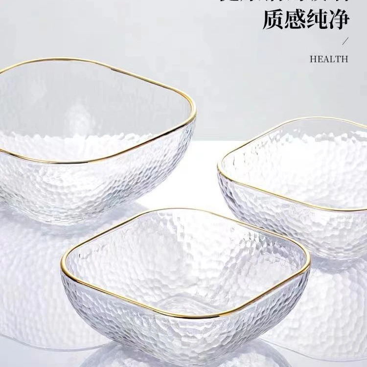 晶玻亿晶玻亿=拍一发二描金果盘简约轻奢金边