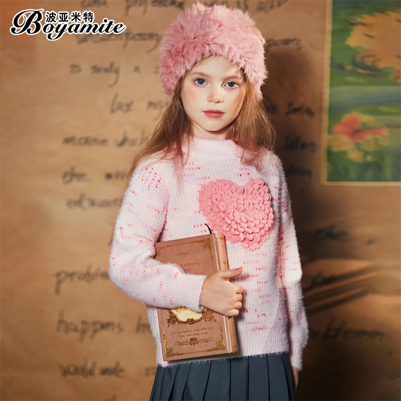 BOYAMITE/波亚米特女童套头毛衣针织衫冬装上衣爱心打底衫23845