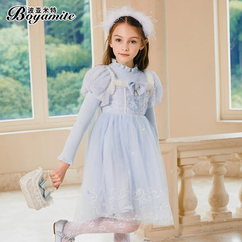 BOYAMITE/波亚米特女童爱莎公主裙儿童洋气连衣裙女孩毛衣裙23485