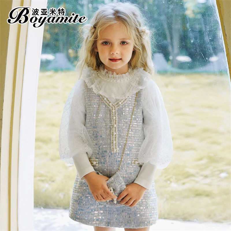 BOYAMITE/波亚米特女童小香风公主裙套装儿童连衣裙女宝宝背心裙