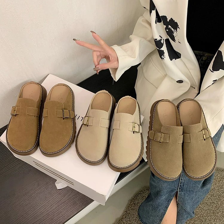 【南方家】勃肯包头半拖鞋厚底法式半托单鞋博肯凉拖女