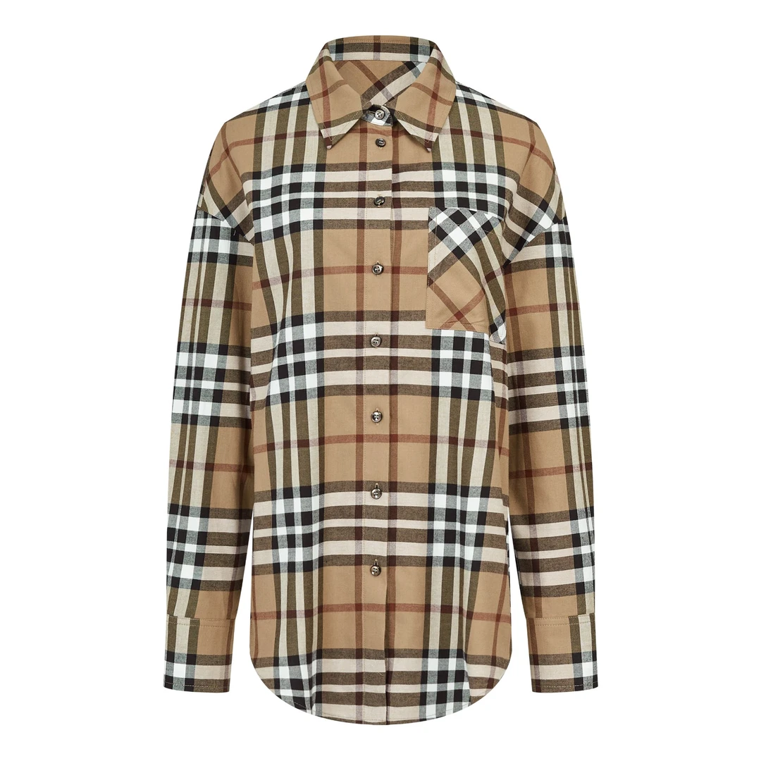 曼德诗复古格纹衬衣东新款韩系氛围感穿搭M331366