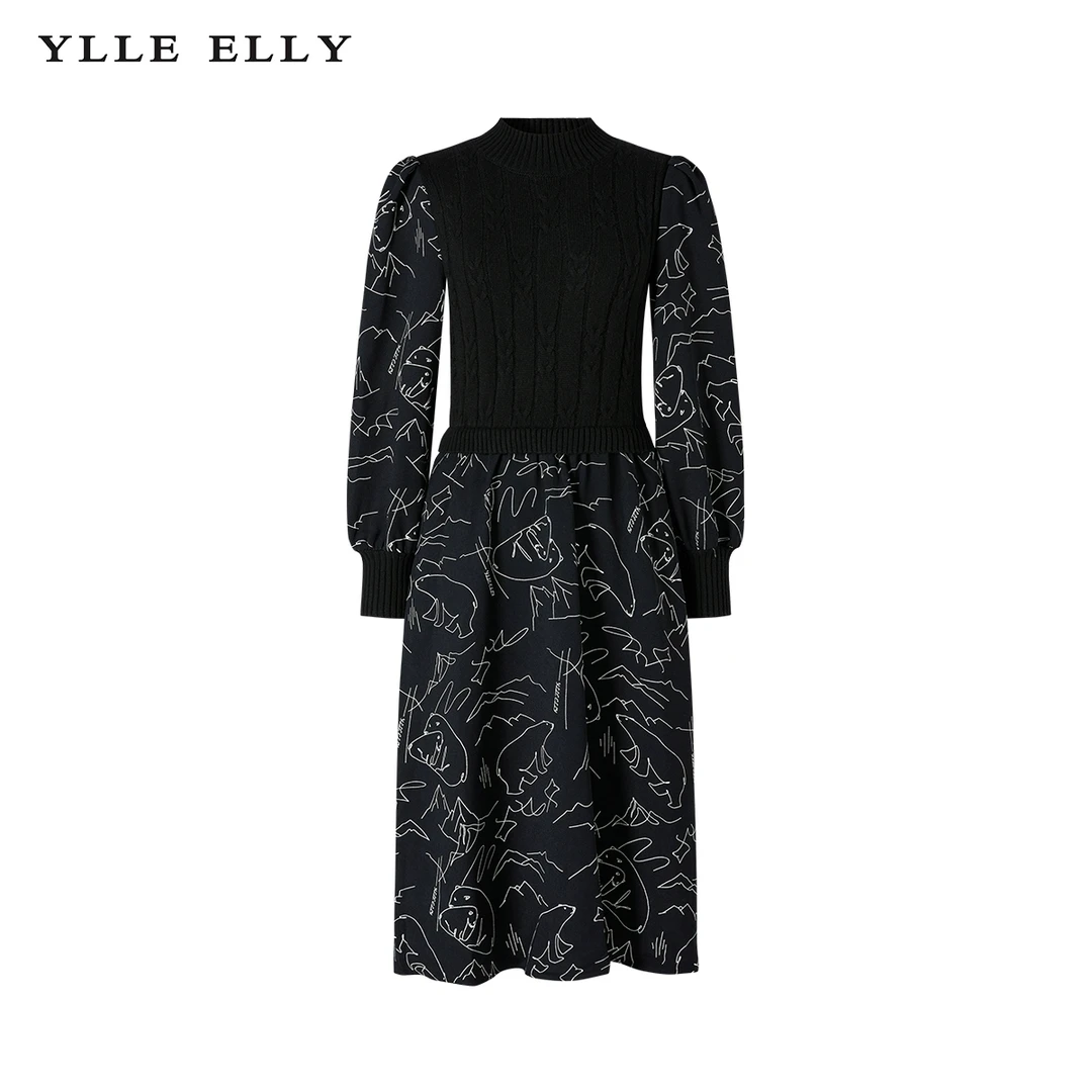 【小余专属】Y538306633收身连衣裙2023冬季新款羊毛拼接针织长裙