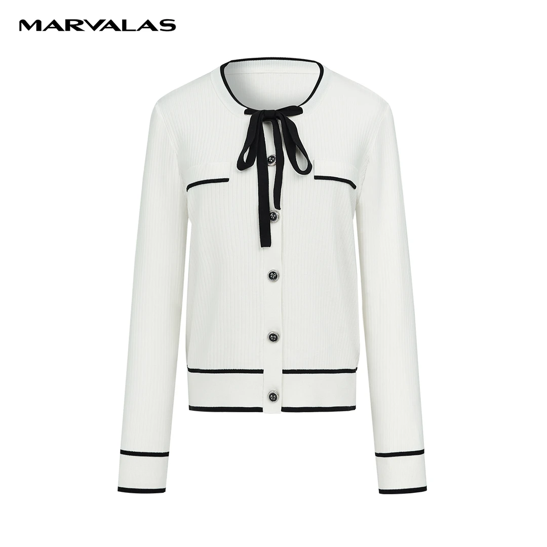 【诗语专属】百搭圆领针织衫秋季复古时髦撞色提花套头衫M731303631