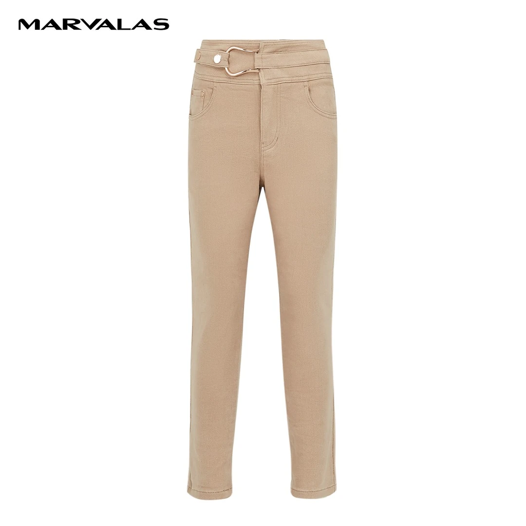 【小春子】M103302071曼德诗牛仔裤休闲裤长裤女士秋冬修身弹力