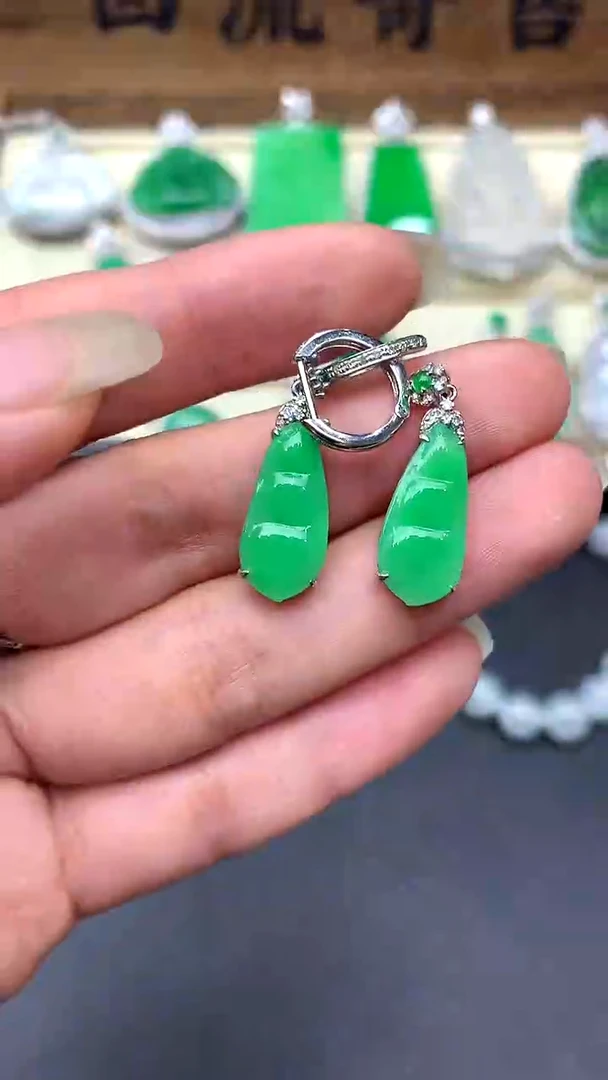 【闪购商品】翡翠耳饰18K金镶嵌375-中国好珍宝