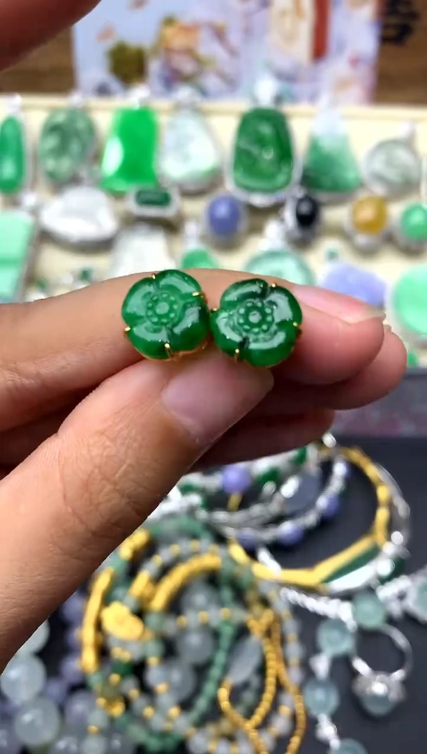 【闪购商品】翡翠耳饰18K金镶嵌151-中国好珍宝