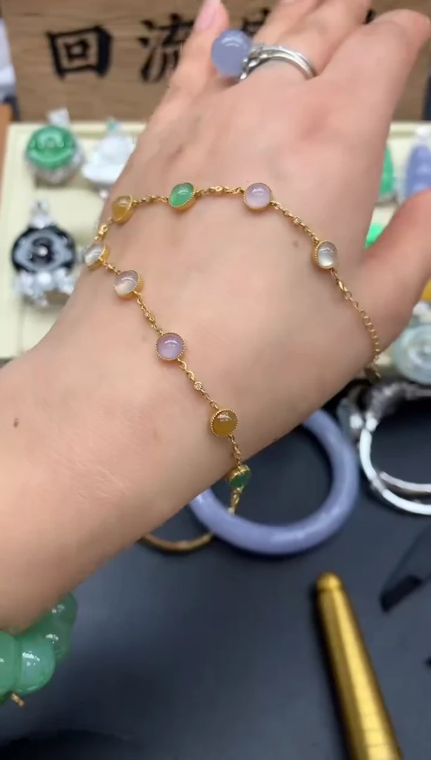 【闪购商品】翡翠手串18K金镶嵌434-多人