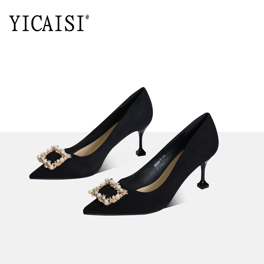 【YSC】法式水钻珍珠方扣尖头高跟鞋轻奢气质优雅精致感配裙子女鞋