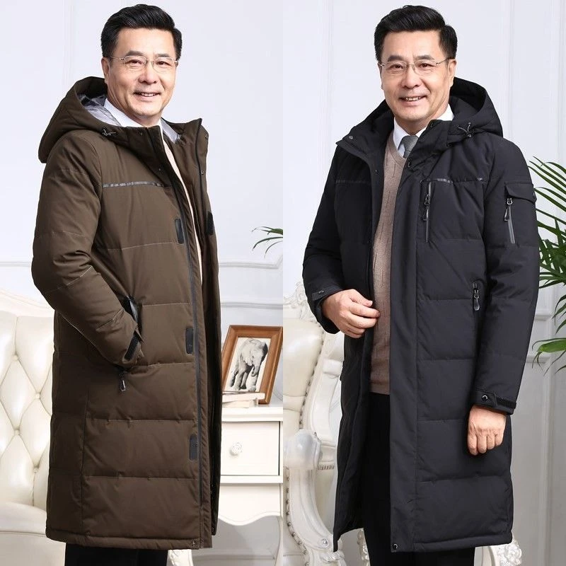 波司澄羽绒服加厚长款过膝中老年人羽绒服男中年爸爸冬装外套大码