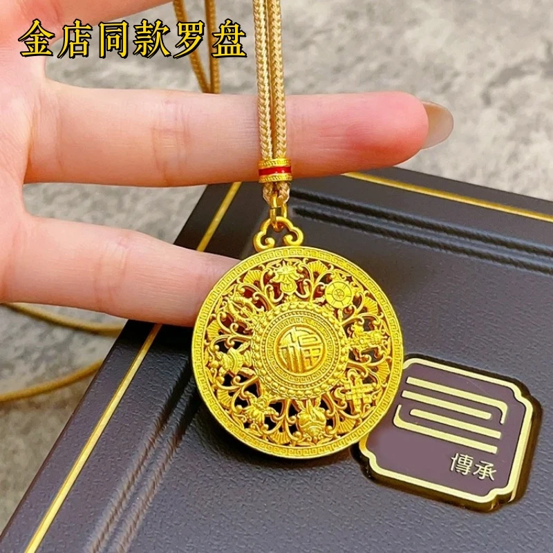 合金吊坠 卍字镂空八宝罗盘项链吊坠饰品挂坠八瑞吉祥毛衣链男女
