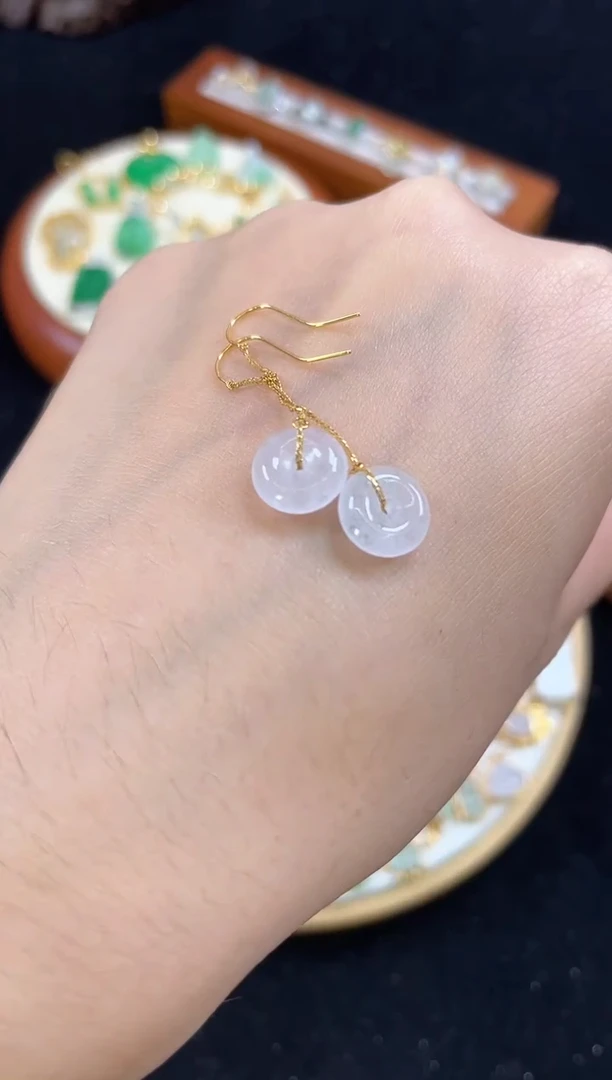 【闪购商品】翡翠耳饰18K金镶嵌2个  JK526