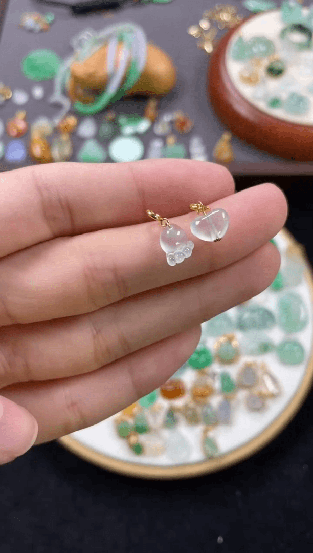 【闪购商品】翡翠吊坠(不含链)18K金镶嵌2个   JK318