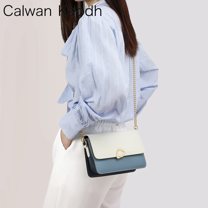 Calwan Keodh真皮包包女包2025款斜挎小方包生日礼物送女友送老婆