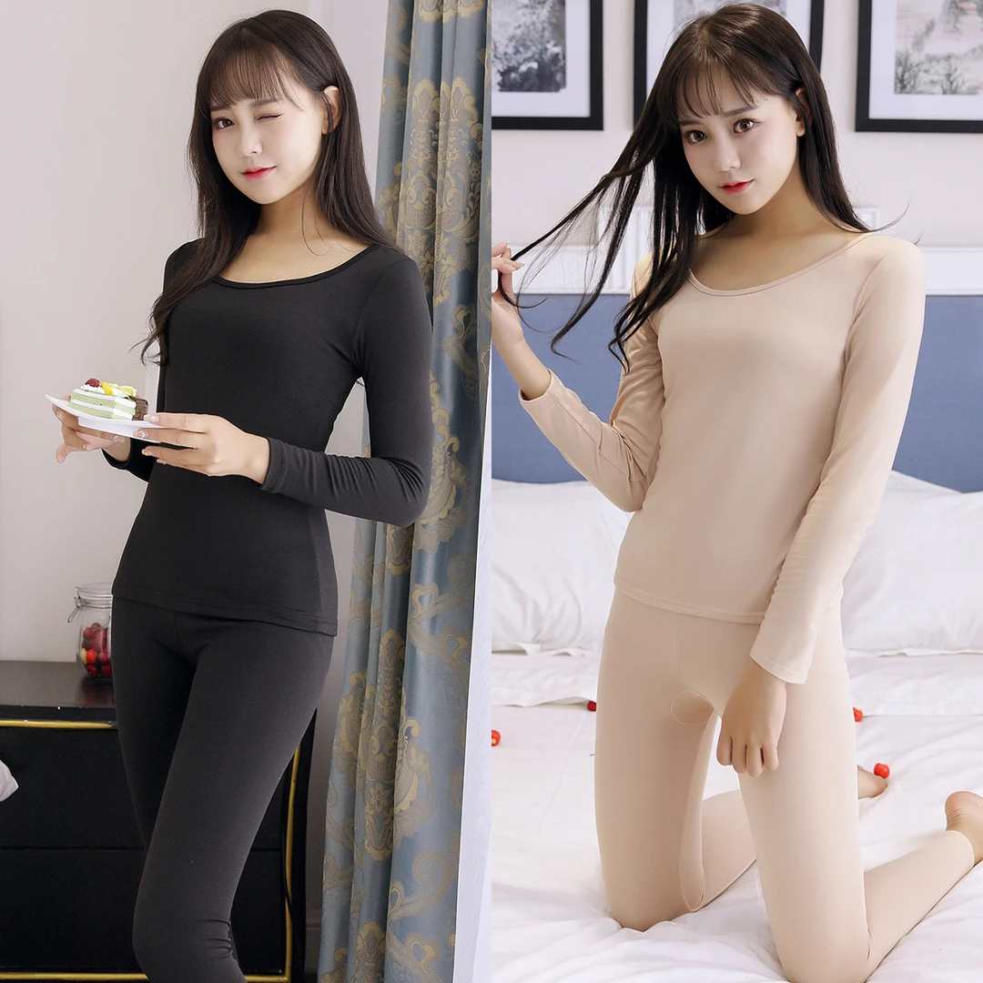 保暖内衣女100%套装学生可爱修身美体冬毛衫少女美体秋衣秋裤薄款