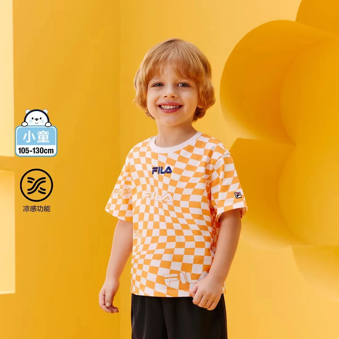 FILA斐乐儿童运动T恤夏日穿搭凉感干爽透气小童短袖K11B421102F