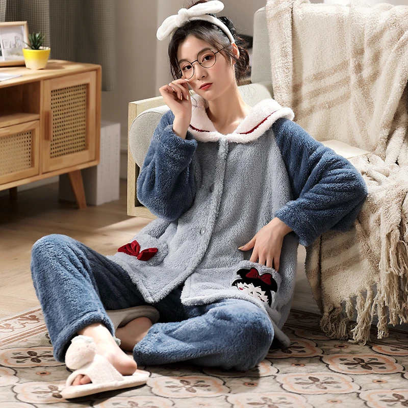 线下429！柔软舒适！慵懒风~撞色保暖家居服套装