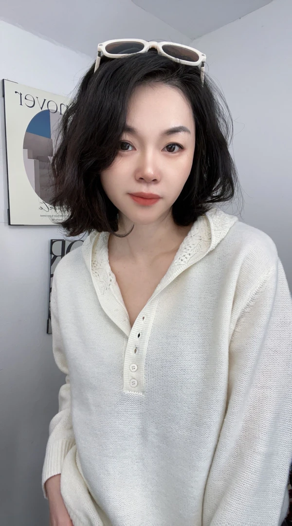 蕾丝镂空连帽针织衫女宽松套头长袖时尚休闲针织衫