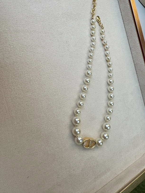 铜合金仿珍珠项链 d家琉璃珠项链气质白色时尚百搭