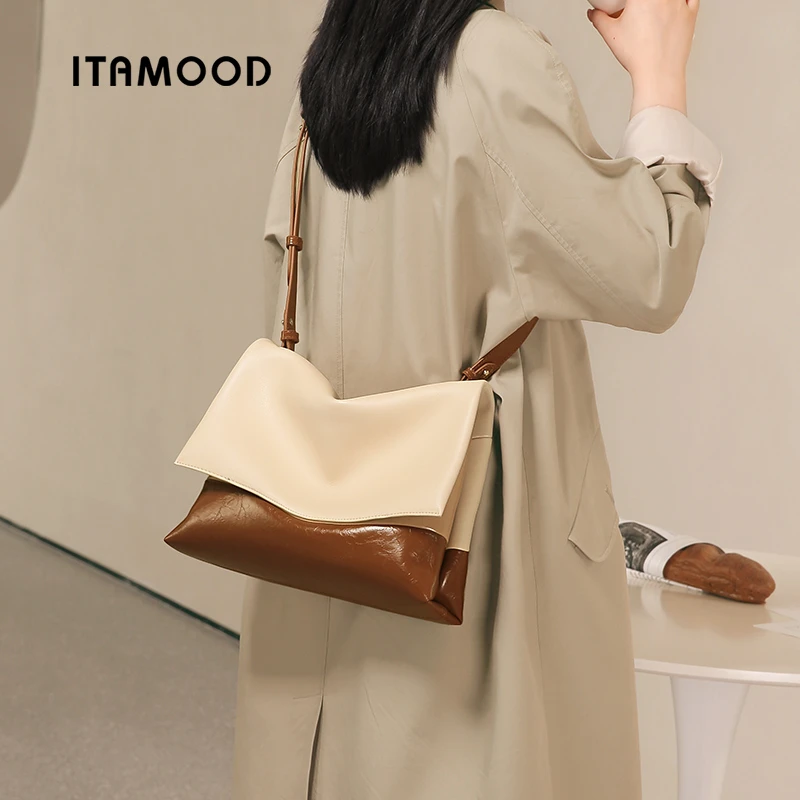 妙迪生日礼物千层雪包包女2025新款大容量通勤包托特包真皮腋下包