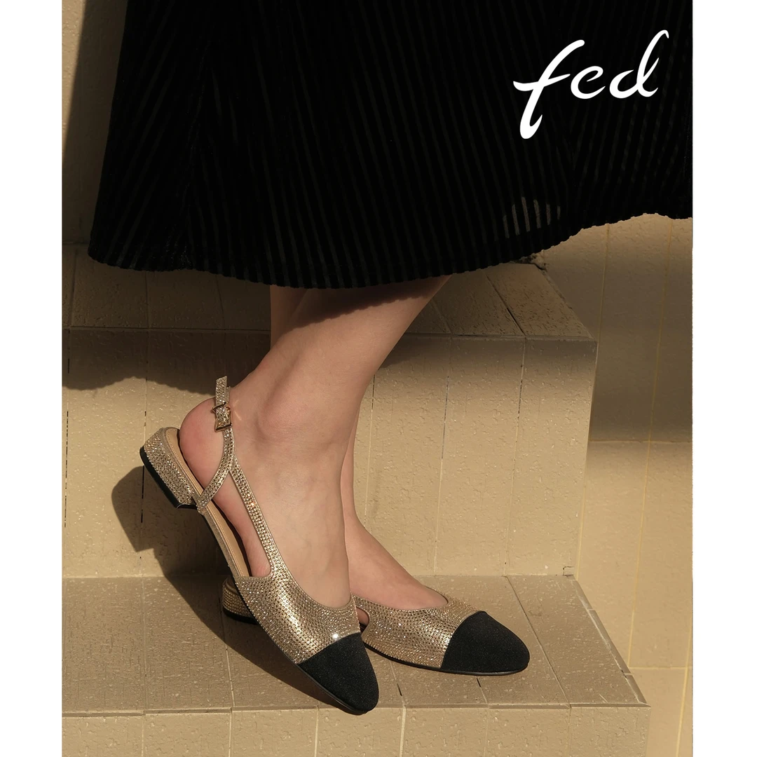 【巴黎之夜】FED女鞋春季新款时尚圆头时装凉鞋浅口女单鞋DKH0095