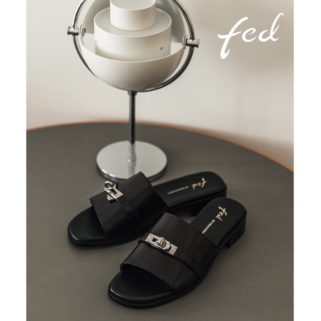 【铂金系列】FED方头女鞋夏季雅丹风舒适凉鞋女沙滩拖DTH0097