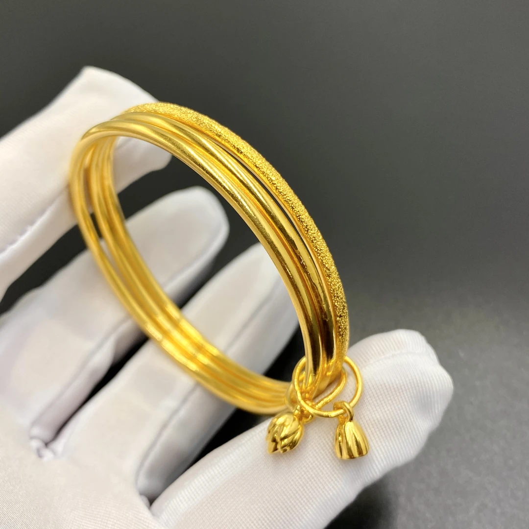 足银手镯 三生三世欢手镯包金 足银999实心百搭时尚精美经典手镯