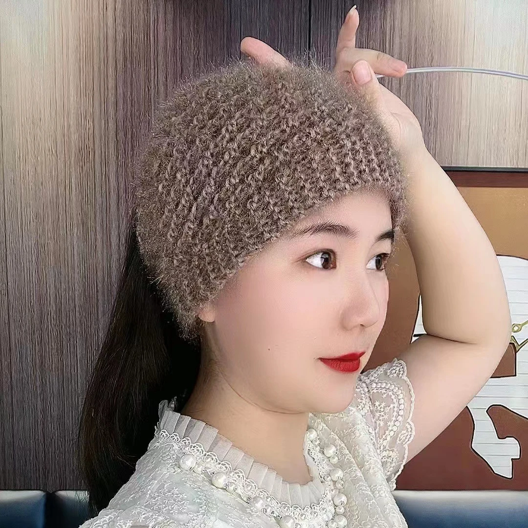 秋冬女新款毛线帽针织帽包头帽头巾帽子女帽洋气帽时尚保暖护耳款