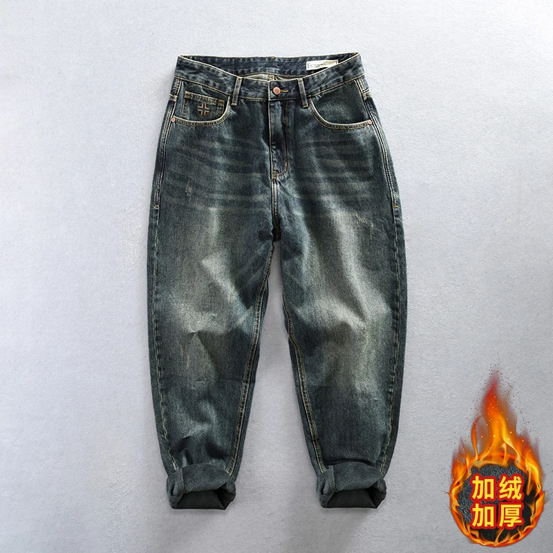 复古做旧水洗男士牛仔裤大码潮流百搭休闲裤秋季新款直筒长裤男裤