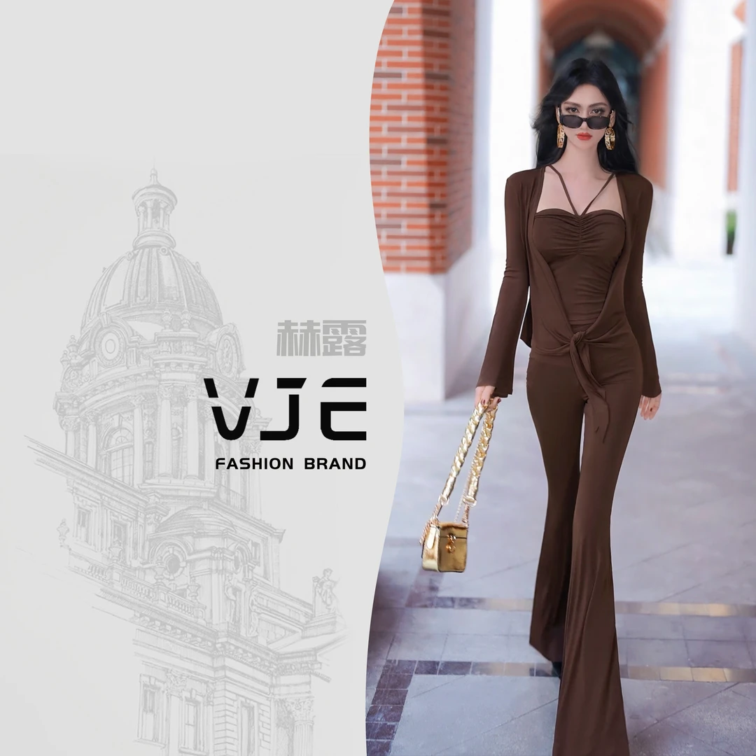 夏季时尚减龄防晒外套微喇叭裤三件套2025新款欧美干练气质套装女