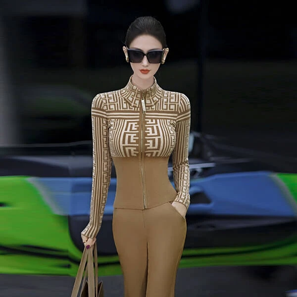 VJE秋冬欧美风开襟气质半高领针织毛衣2024新款内搭外穿上衣