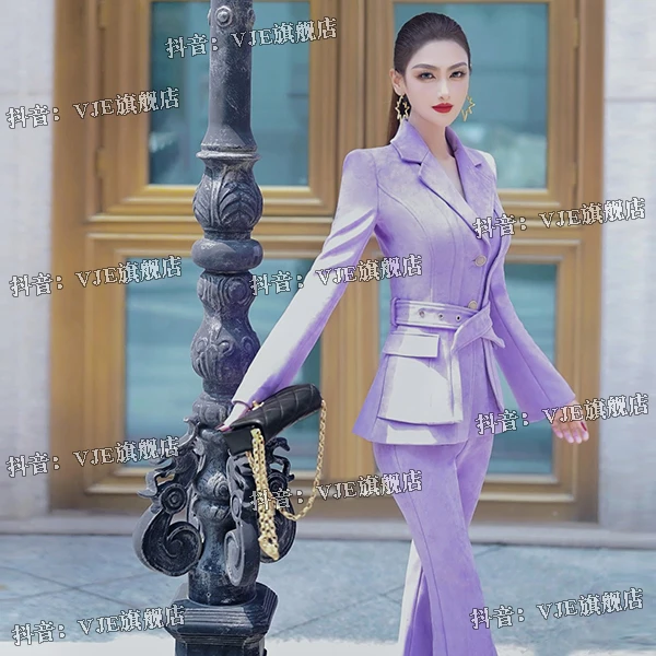 VJE春秋季职业西服套装小众设计感轻奢高定修身气质显瘦两件套