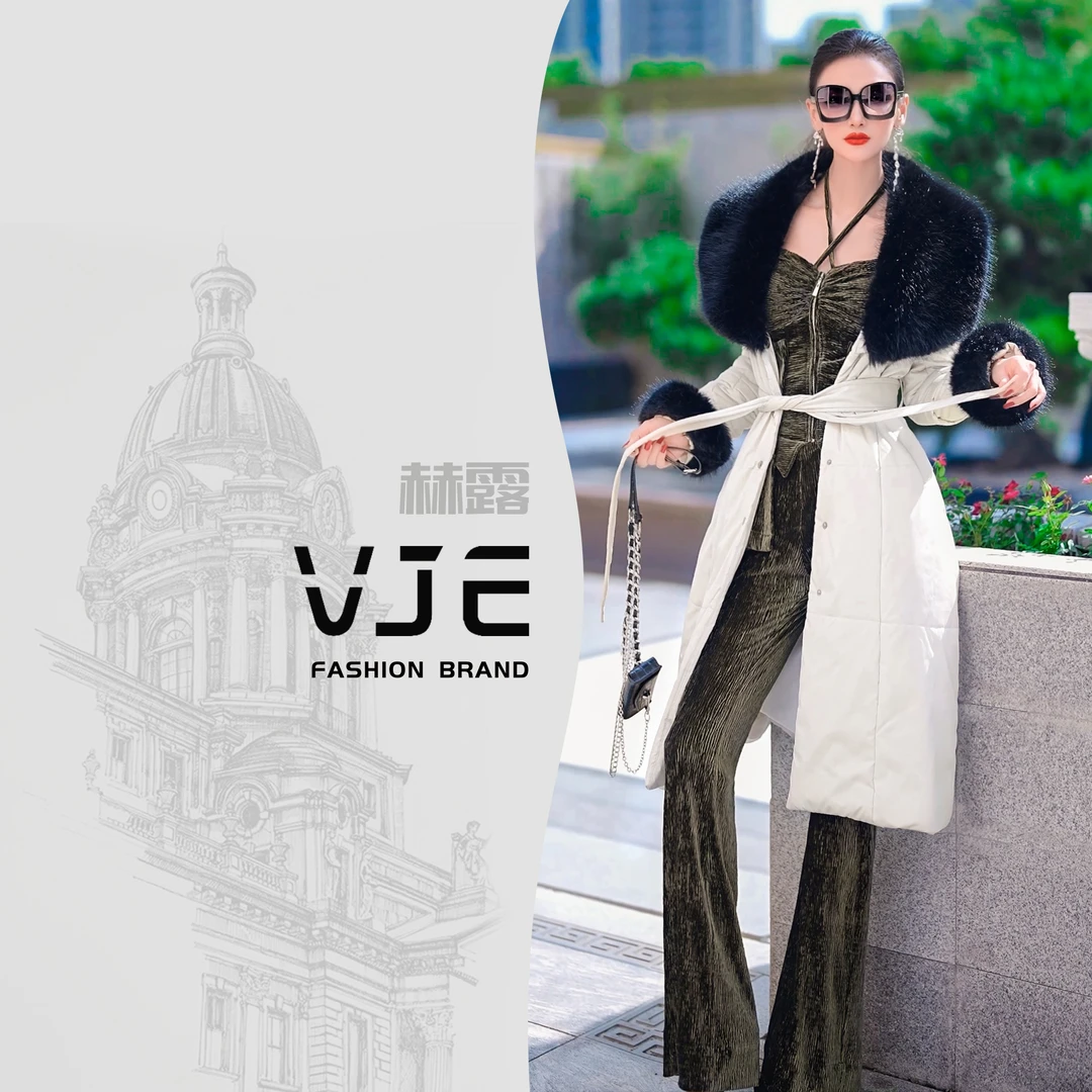 VJE23秋冬季新款时尚气质显瘦修身显身材中长款外套大衣大毛领