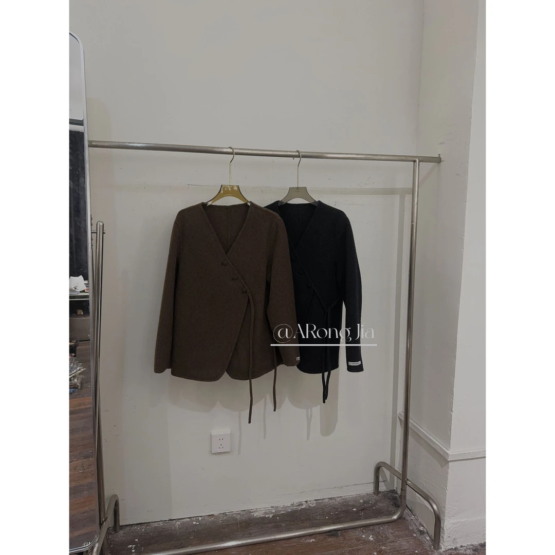 【ARONG阿荣家】新中式系腰别致款大衣-09231-碳灰咖色-M