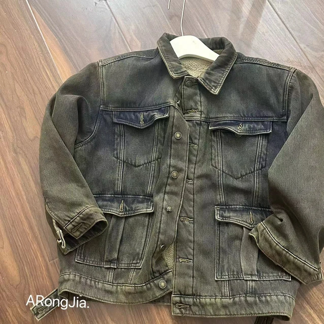 【ARONG阿荣家】加绒牛仔外套60023-复古黄-复古蓝-F-郑