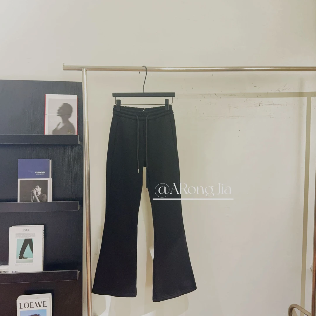 【ARONG阿荣家】腿精休闲微喇裤薄绒400g-00693-黑色-SML-XL