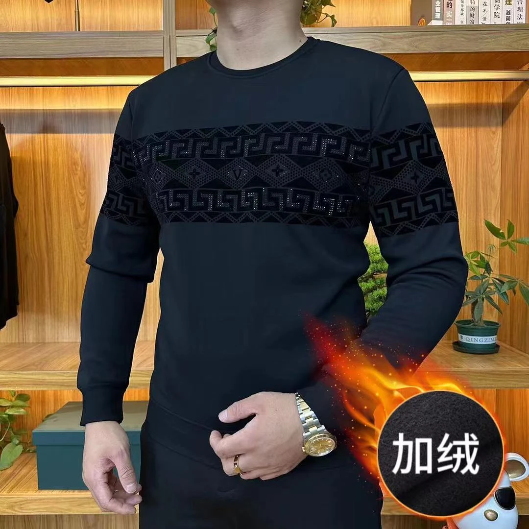 1869秋冬加绒卫衣时尚圆领男士