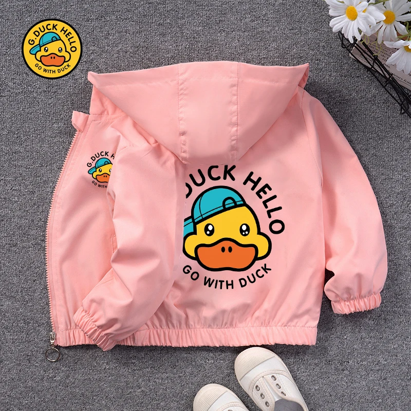 小黄鸭正品夹克外套2024秋季新品休闲连帽夹克中大通外穿百搭上衣