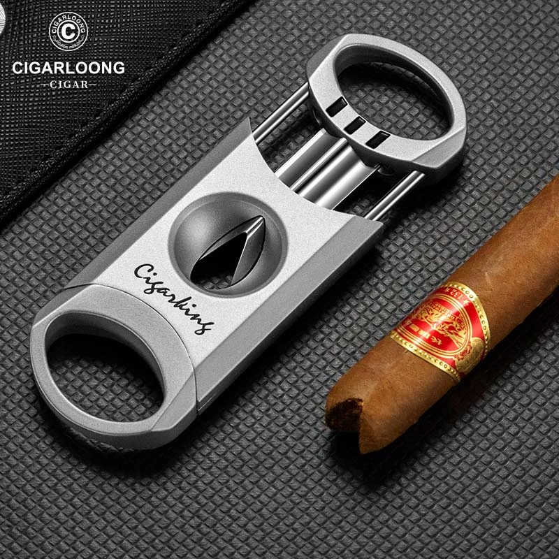 茄龙雪茄剪不锈钢V型雪茄刀反面雪茄托便携式多功能刀身CLE-22EX1