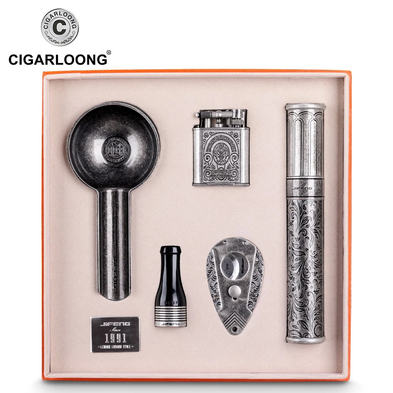 CIGARLOONG茄龍雪茄剪雪茄打火机五件套雪茄烟灰缸雪茄管礼盒包装