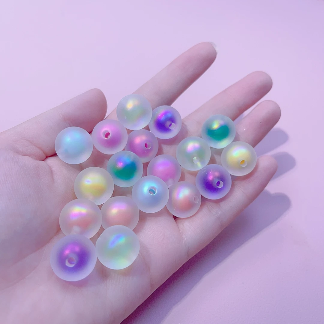 卡16UV镀彩珠珠亚克力散珠混款手工diy钥匙串夜光配饰配件