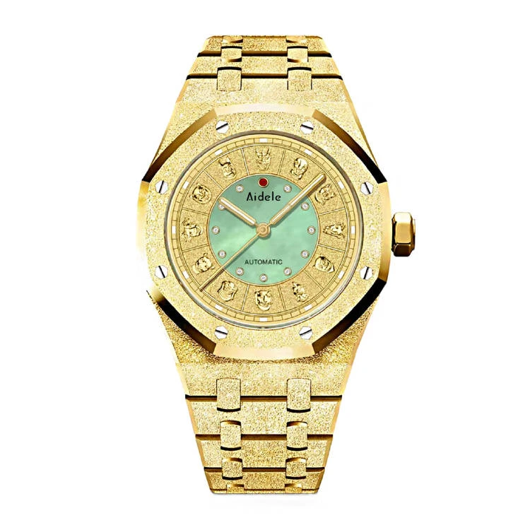 A-男士轻奢时尚高档个性多功能金色男士全自动机械手表A3189