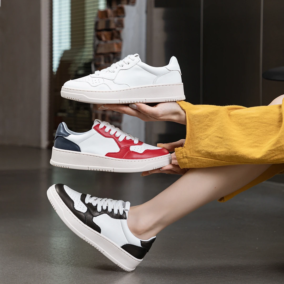 米娅家·2025春款运动休闲鞋女厚底真皮百搭鞋板鞋潮鞋