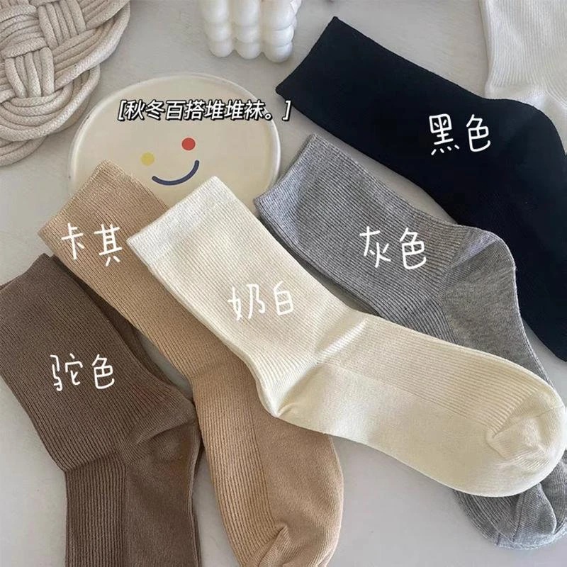 网红袜长筒竖条袜子女堆堆袜厂家诸暨春秋百搭学生中筒袜秋冬风